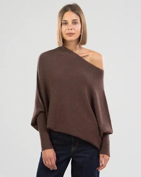 Asira - Off-Center Draped Sweater