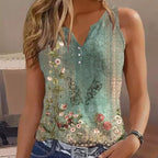 Watercolor Floral Sleeveless Blouse